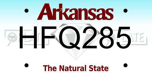 HFQ285 Arkansas License Plate