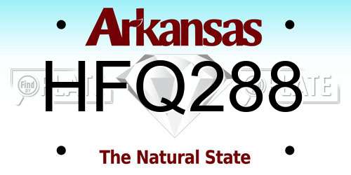 HFQ288 Arkansas License Plate