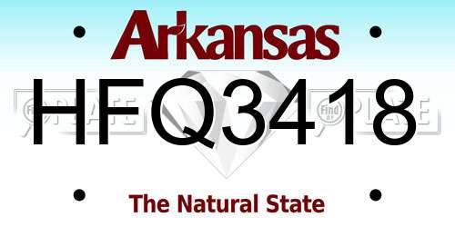 HFQ3418 Arkansas License Plate