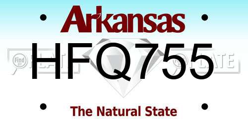 HFQ755 Arkansas License Plate