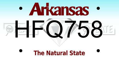 HFQ758 Arkansas License Plate