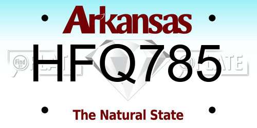 HFQ785 Arkansas License Plate