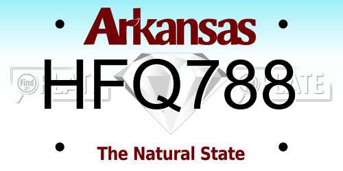 HFQ788 Arkansas License Plate