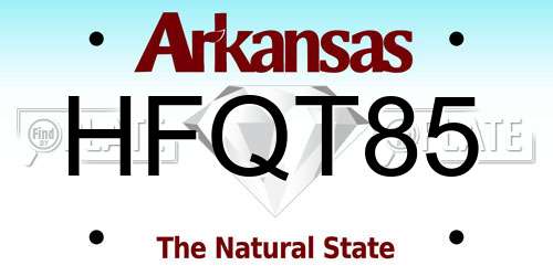 HFQT85 Arkansas License Plate