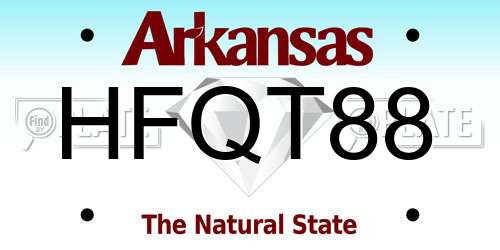HFQT88 Arkansas License Plate