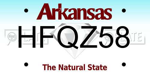 HFQZ58 Arkansas License Plate