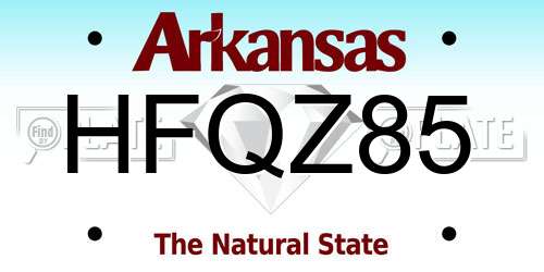HFQZ85 Arkansas License Plate