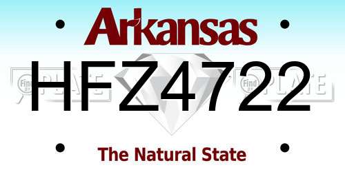 HFZ4722 Arkansas License Plate