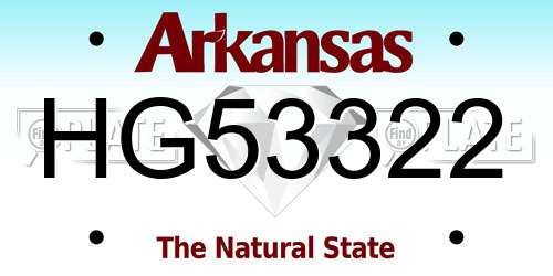 HG53322 Arkansas License Plate