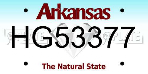 HG53377 Arkansas License Plate