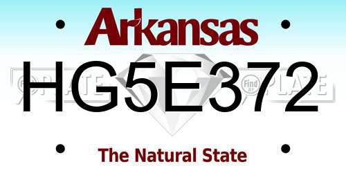 HG5E372 Arkansas License Plate
