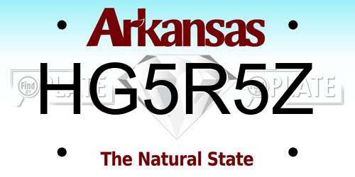 HG5R5Z Arkansas License Plate