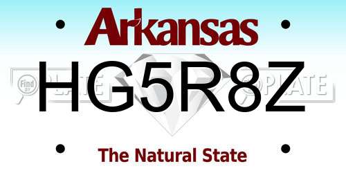 HG5R8Z Arkansas License Plate