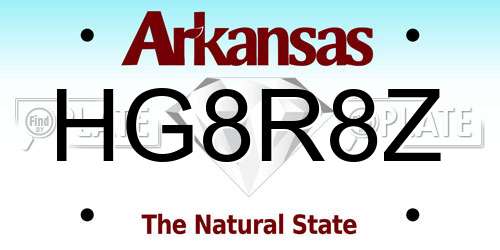 HG8R8Z Arkansas License Plate