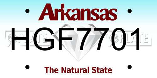 HGF7701 Arkansas License Plate