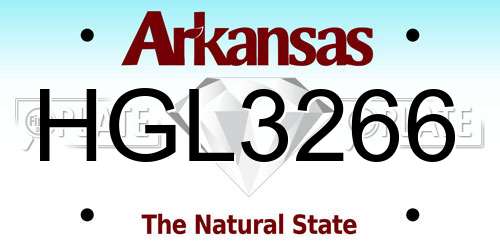 HGL3266 Arkansas License Plate
