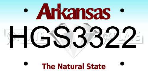 HGS3322 Arkansas License Plate