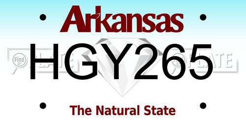 HGY265 Arkansas License Plate