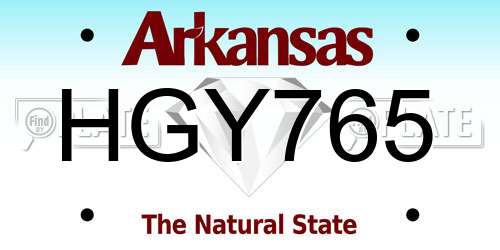 HGY765 Arkansas License Plate