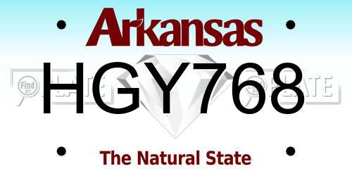 HGY768 Arkansas License Plate