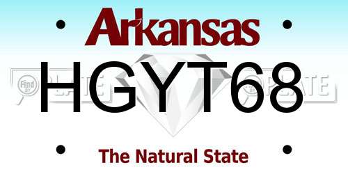 HGYT68 Arkansas License Plate