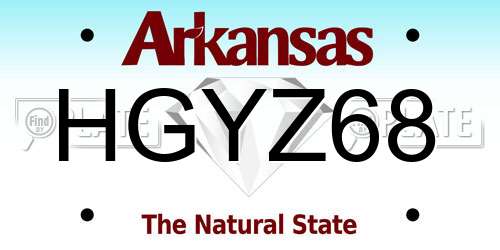 HGYZ68 Arkansas License Plate