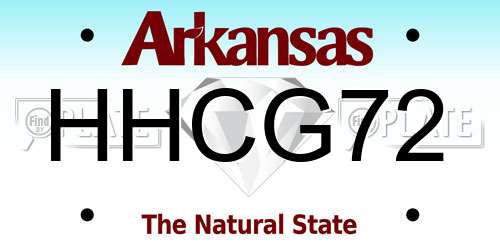 HHCG72 Arkansas License Plate