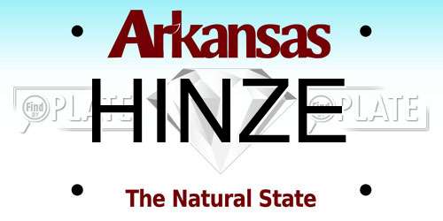 HINZE Arkansas License Plate