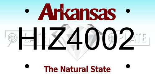 HIZ4002 Arkansas License Plate