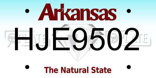HJE9502 Arkansas License Plate