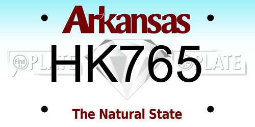 HK765 Arkansas License Plate
