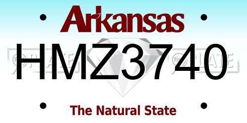 HMZ3740 Arkansas License Plate