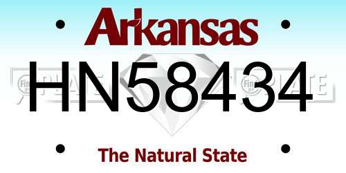 HN58434 Arkansas License Plate