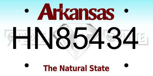 HN85434 Arkansas License Plate