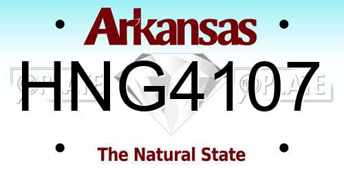 HNG4107 Arkansas License Plate