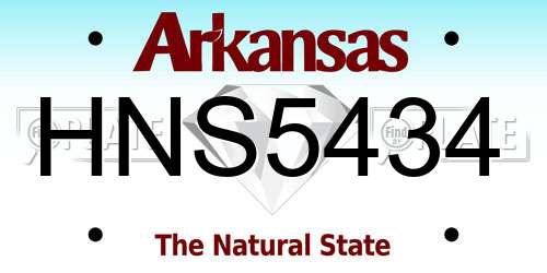 HNS5434 Arkansas License Plate