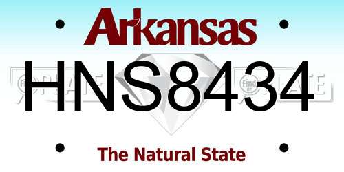 HNS8434 Arkansas License Plate