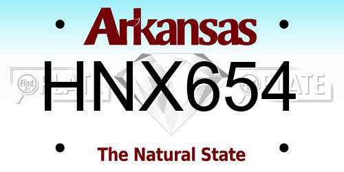 HNX654 Arkansas License Plate