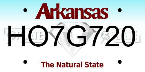 HO7G720 Arkansas License Plate