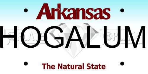 HOGALUM Arkansas License Plate