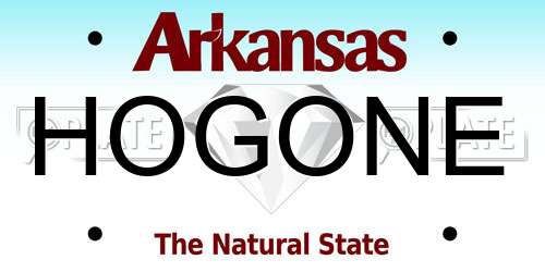 HOGONE Arkansas License Plate