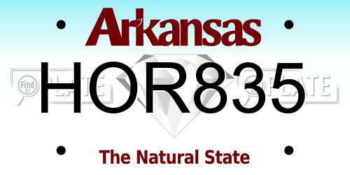 HOR835 Arkansas License Plate