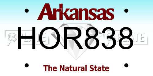 HOR838 Arkansas License Plate