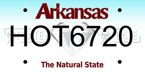 HOT6720 Arkansas License Plate