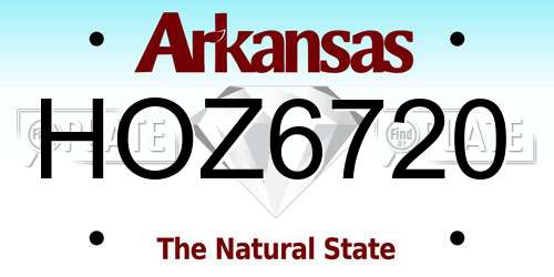 HOZ6720 Arkansas License Plate
