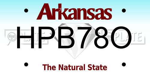 HPB78O Arkansas License Plate