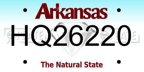 HQ26220 Arkansas License Plate