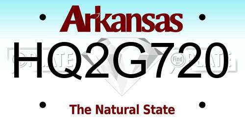 HQ2G720 Arkansas License Plate