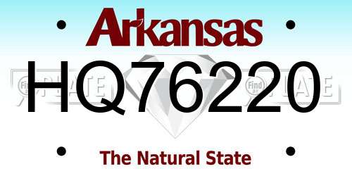 HQ76220 Arkansas License Plate