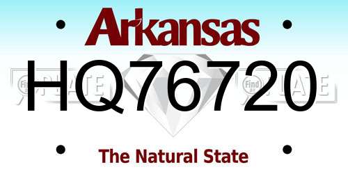 HQ76720 Arkansas License Plate